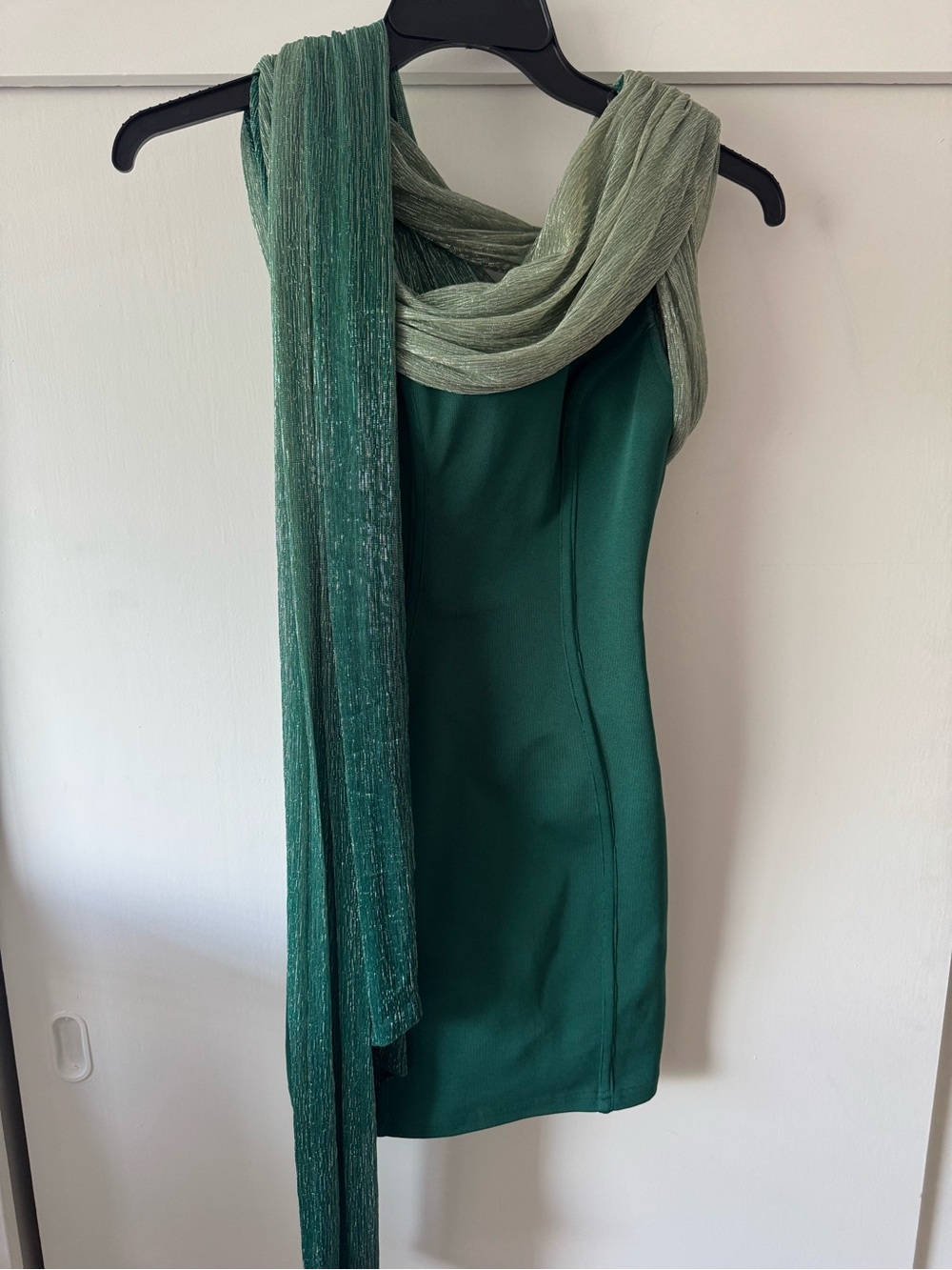 JLUXLABEL Green Ombre Metallic Scarf